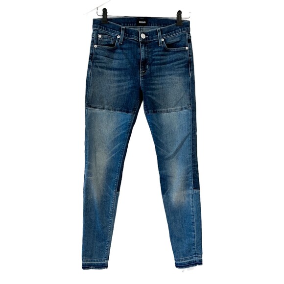 Hudson Denim Jeans Isla Midrise Raw Hem Patchwork Size 27 - Picture 1 of 7